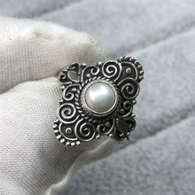 中古vintage印度尼泊尔925银饰品 紫水晶珍珠蓝托帕戒指