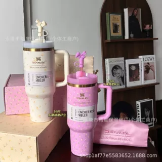 跨境最新繁花爆款Stanley Love Shack Fancy大容量304便携保温杯