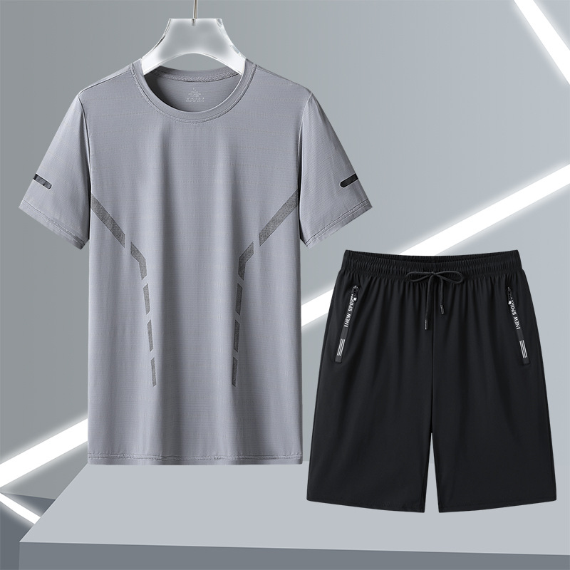 2024 nuevo hombre de verano traje casual pantalones cortos de manga corta juventud popular juego deportivo de cuello redondo construir ropa para correr por la mañana