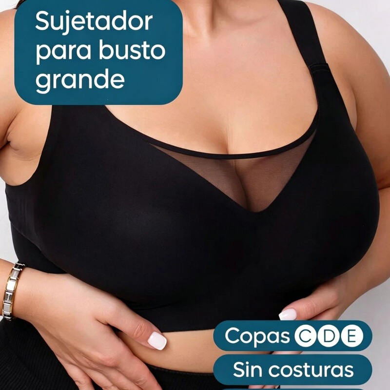 European and American plus-size seamless support bra for large busts, no underwire, push-up, mesh, sexy fixed cup bra