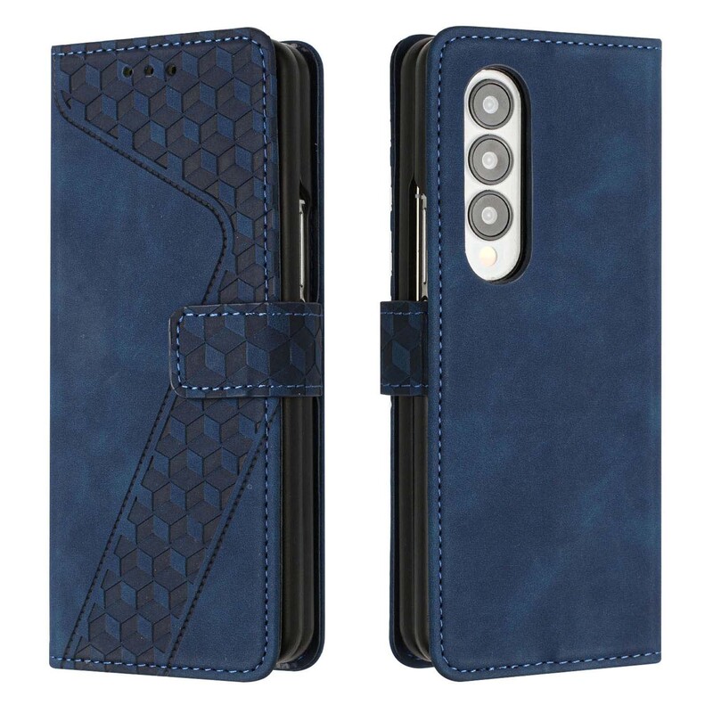 Suitable for Samsung zfol5 embossed Plaid phone case fol4 flip magnetic buckle leather case fol3 wallet protective case Suitable for Samsung zfol5 embossed Plaid phone case fol4 flip magnetic buckle leather case fol3 wallet protective case