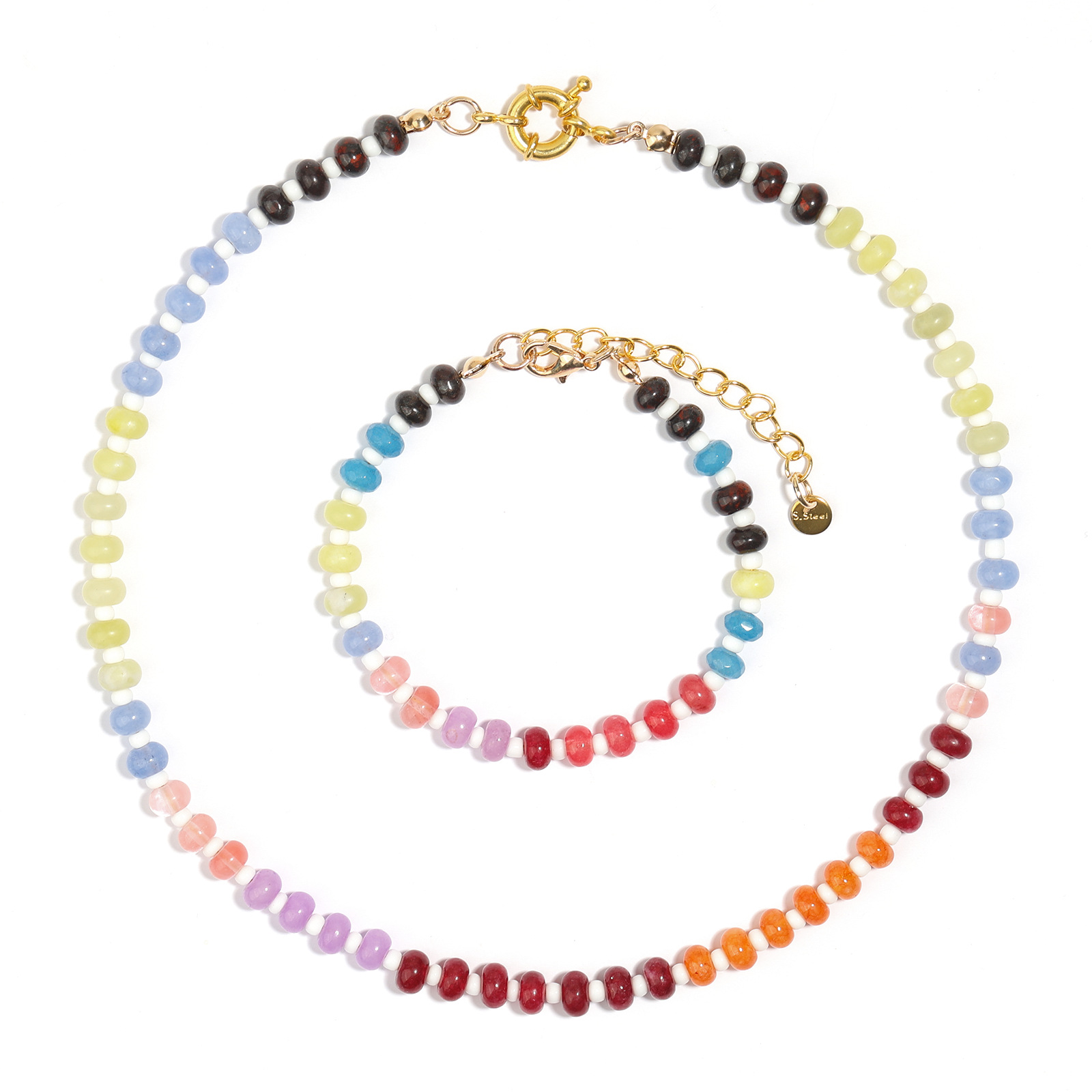 Collier bohème en perles avec perles abaque multicolores femme_voghion.com