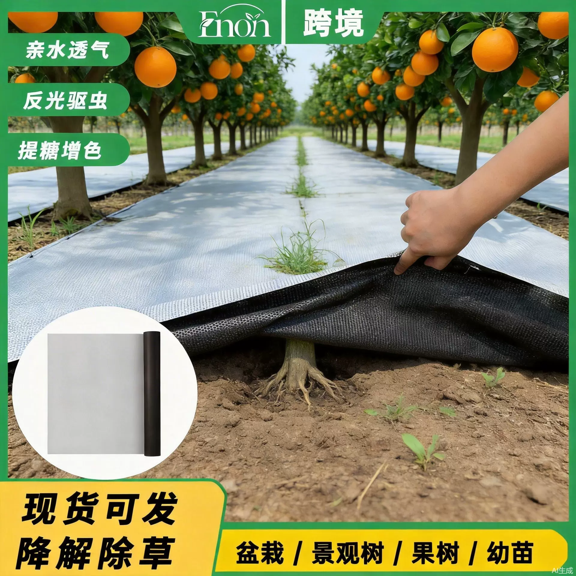 黑色白色80克加厚防老化农用除草布柑橘樱桃果树专用白色防草布
