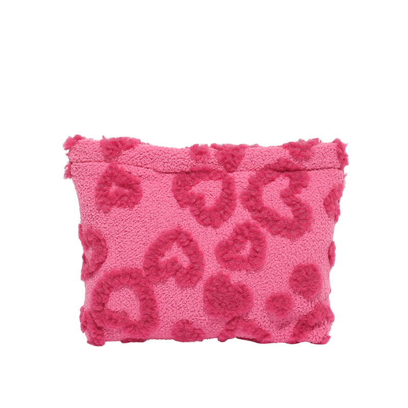 2025 nuevo estilo simple peluche fresco lindo amor alto valor facial bolsa de almacenamiento de lápiz labial casual bolsa de mano