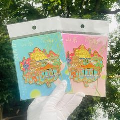 山東済南の金属の冷蔵庫は大明湖の済南の突泉の観光スポットの文創の記念品の流砂の冷蔵庫を貼ってバッチを貼ります。