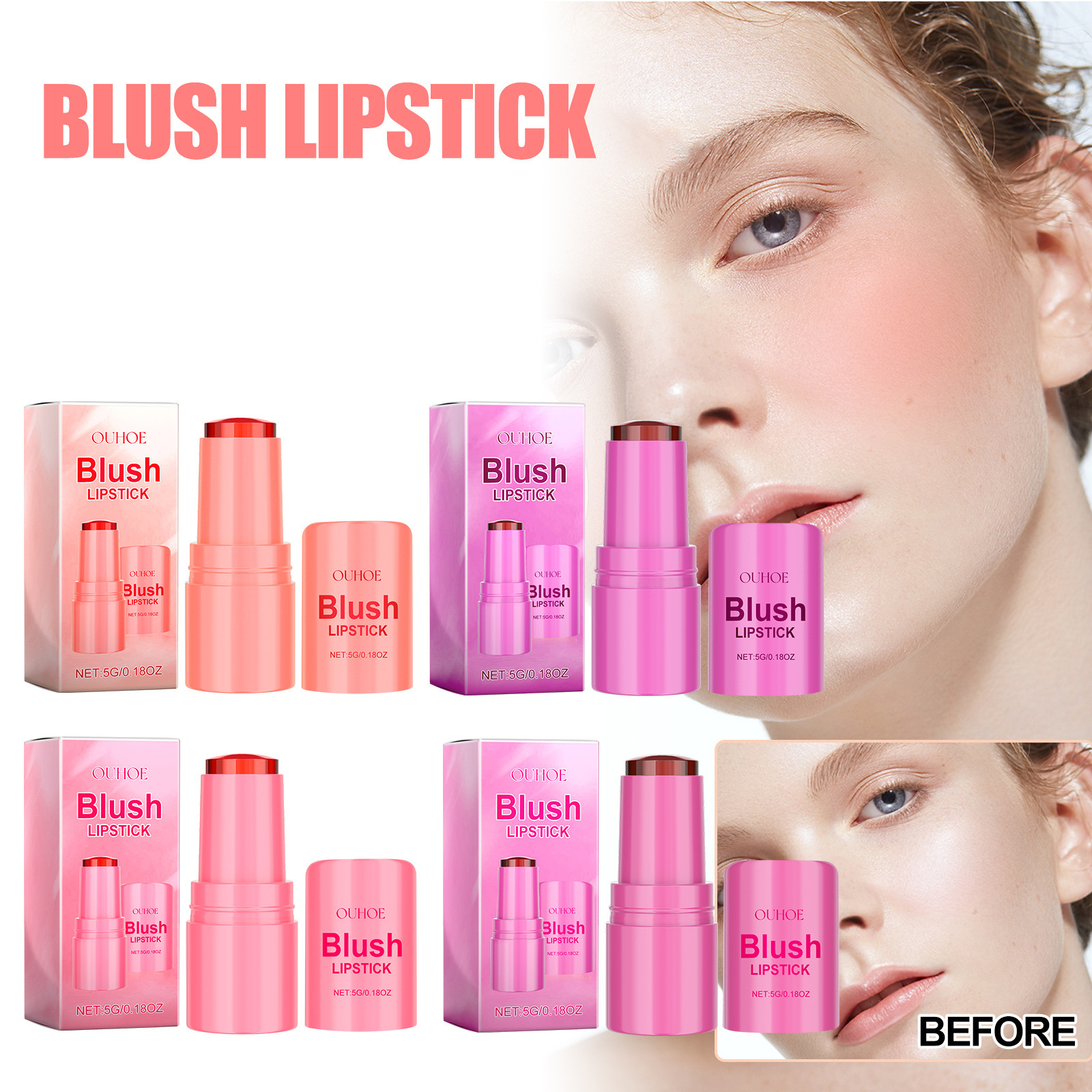 Fruit Blush Lipstick And Long Lasting Powder Blusher Lip Gloss_voghion.com