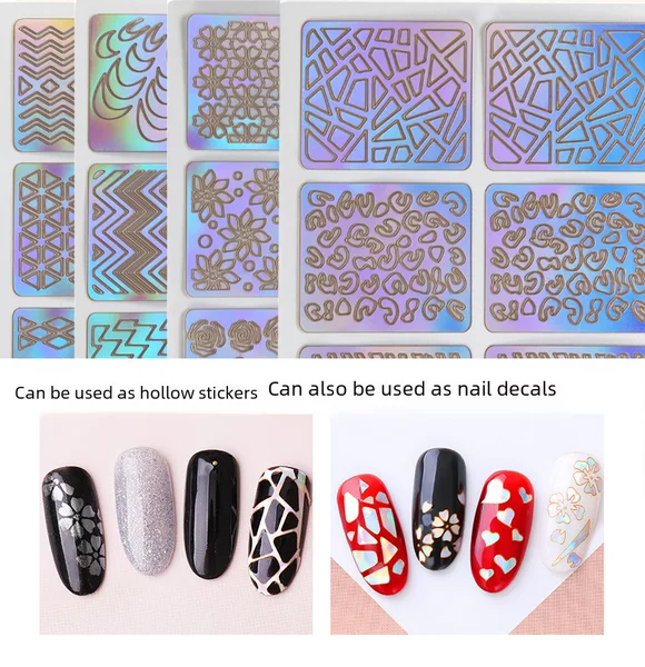Square Hollow Nail Art Stickers 24 Styles French Stickers Laser Nail Stickers Nail Art Style Stickers Manufacturer Wholesale