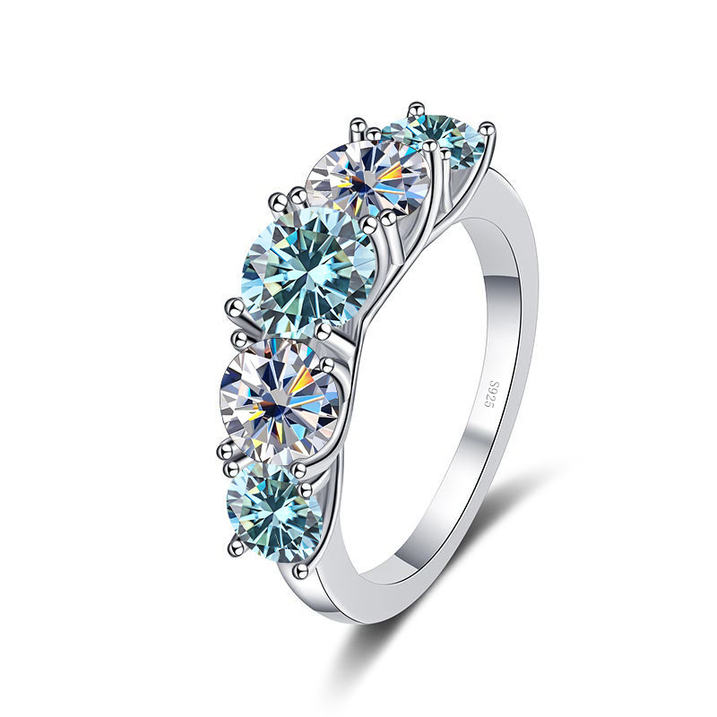 Anillo de plata esterlina s925 transfronterizo de estilo europeo y americano, anillo de diamante de diamante de 3.6 quilates de alta calidad