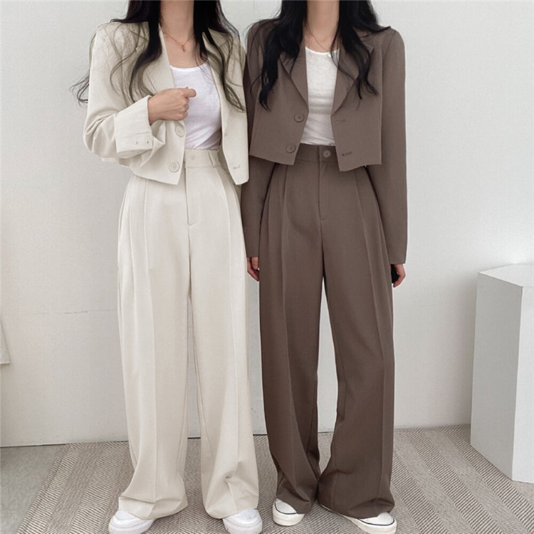 新品2022春夏秋季网红休闲英伦风小西套装女士短款韩版西服上衣详情1