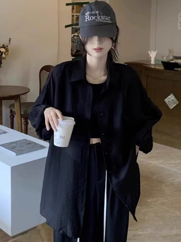 法式白色防晒衣衬衫女夏季薄款2025新款外搭开衫宽松显瘦休闲上衣|undefined
