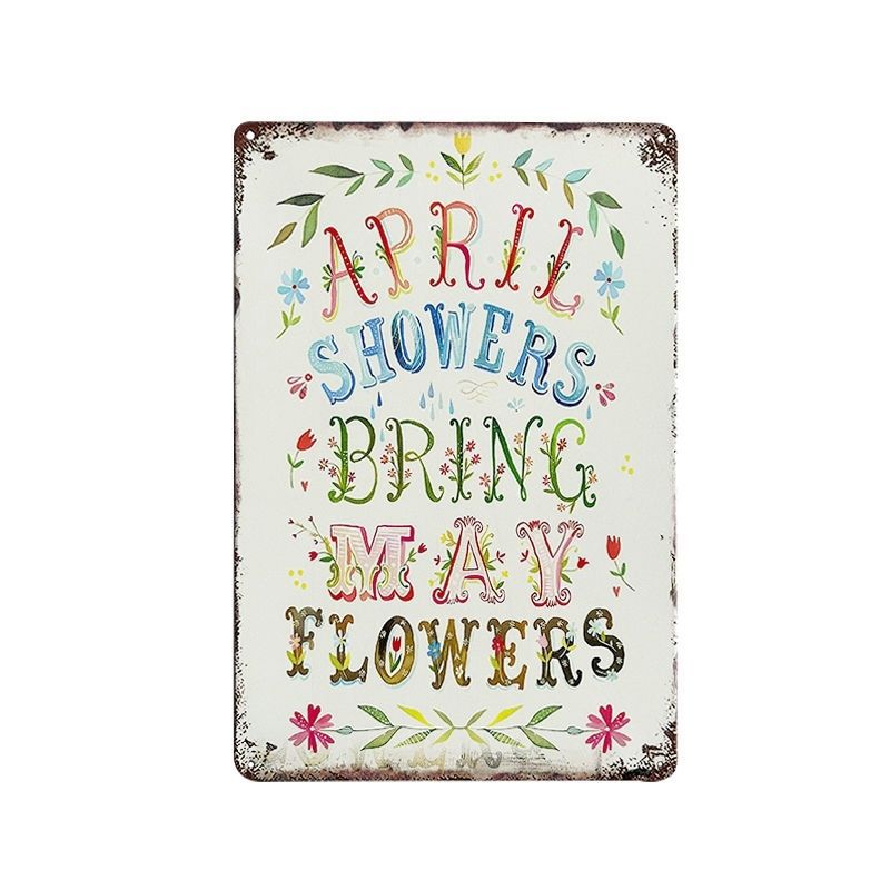 Pintura de hojalata pastoral Flor antigua retro Arte de hierro Pintura colgante pequeña Jardín al aire libre Balcón Decoración de pared Colgante transfronterizo