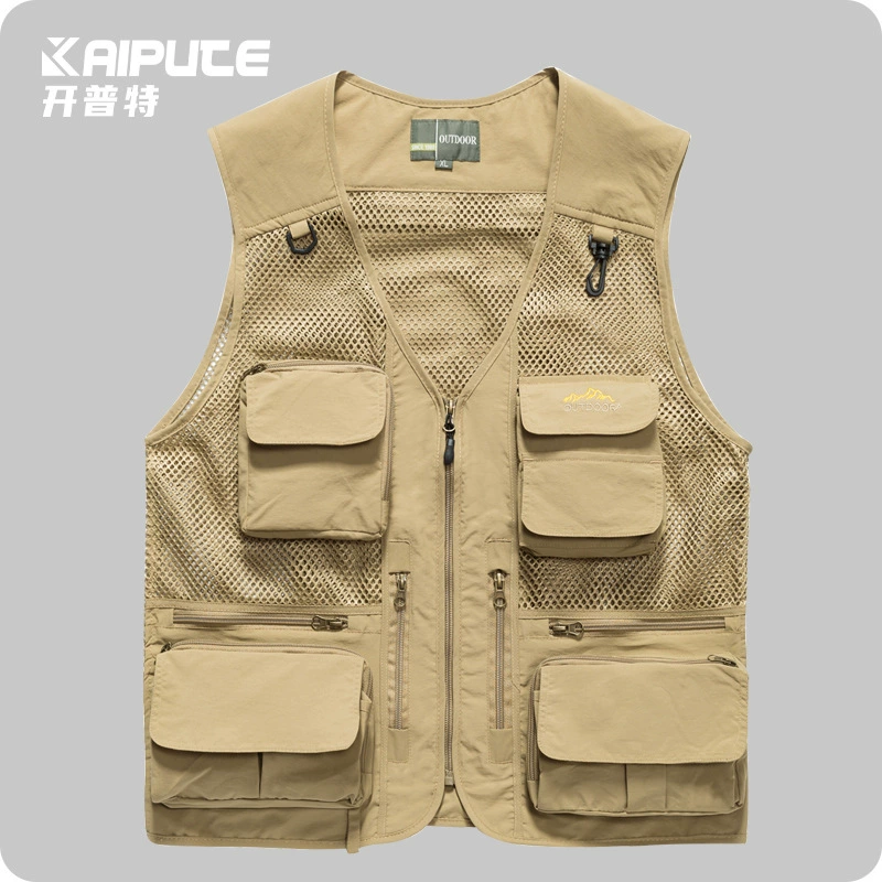 Трансграничная рабочая одежда жилет на заказ с логотипом мульти-карманный сетка жакет