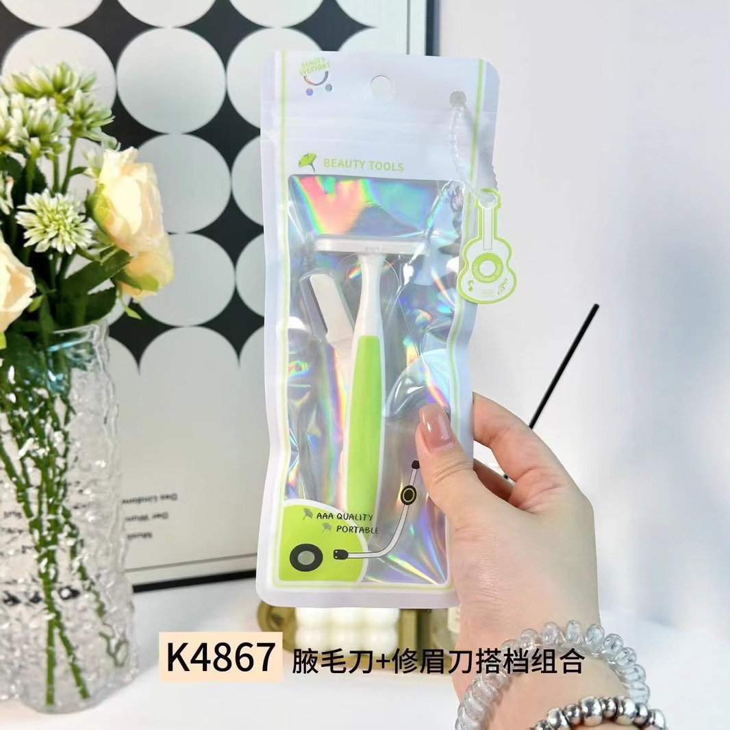 Keqi Armpit Hair Trimmer and Eyebrow Razor Combo Set of Two for Beginners with Protective Net, Eyebrow Trimmer Blades, Portable Razor