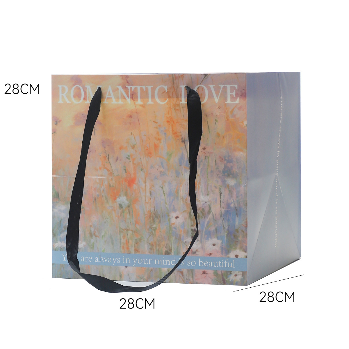 Nuevo estilo de pintura al óleo de siete colores cordier inglés bolsas de mano de flores rojas flores materiales de embalaje de flores portátiles