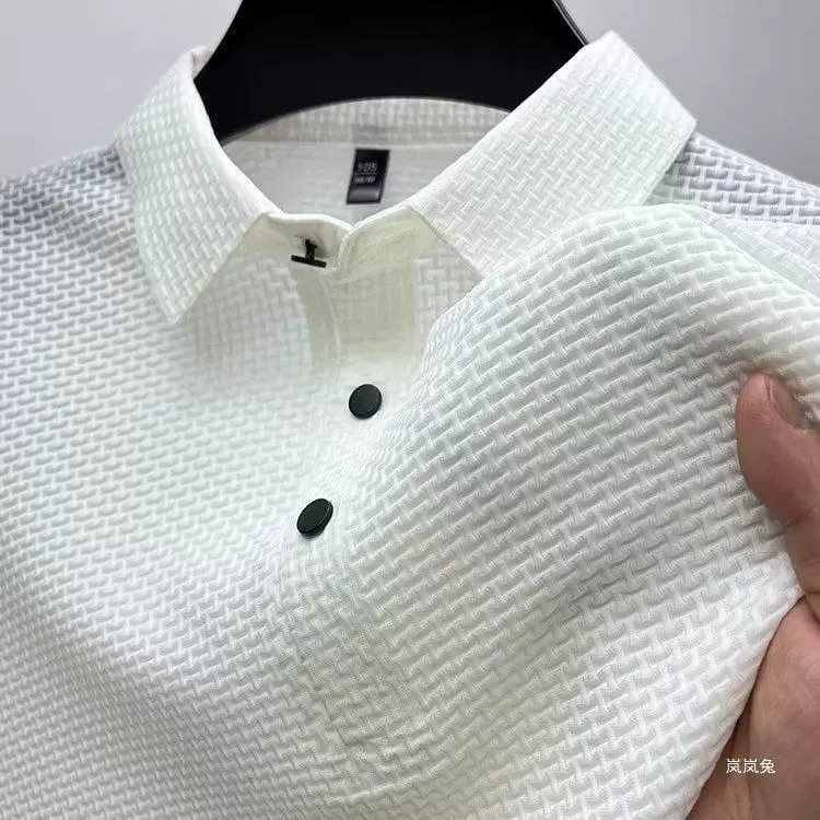 Шелковая футболка с коротким рукавом, сорочка, однотонное поло