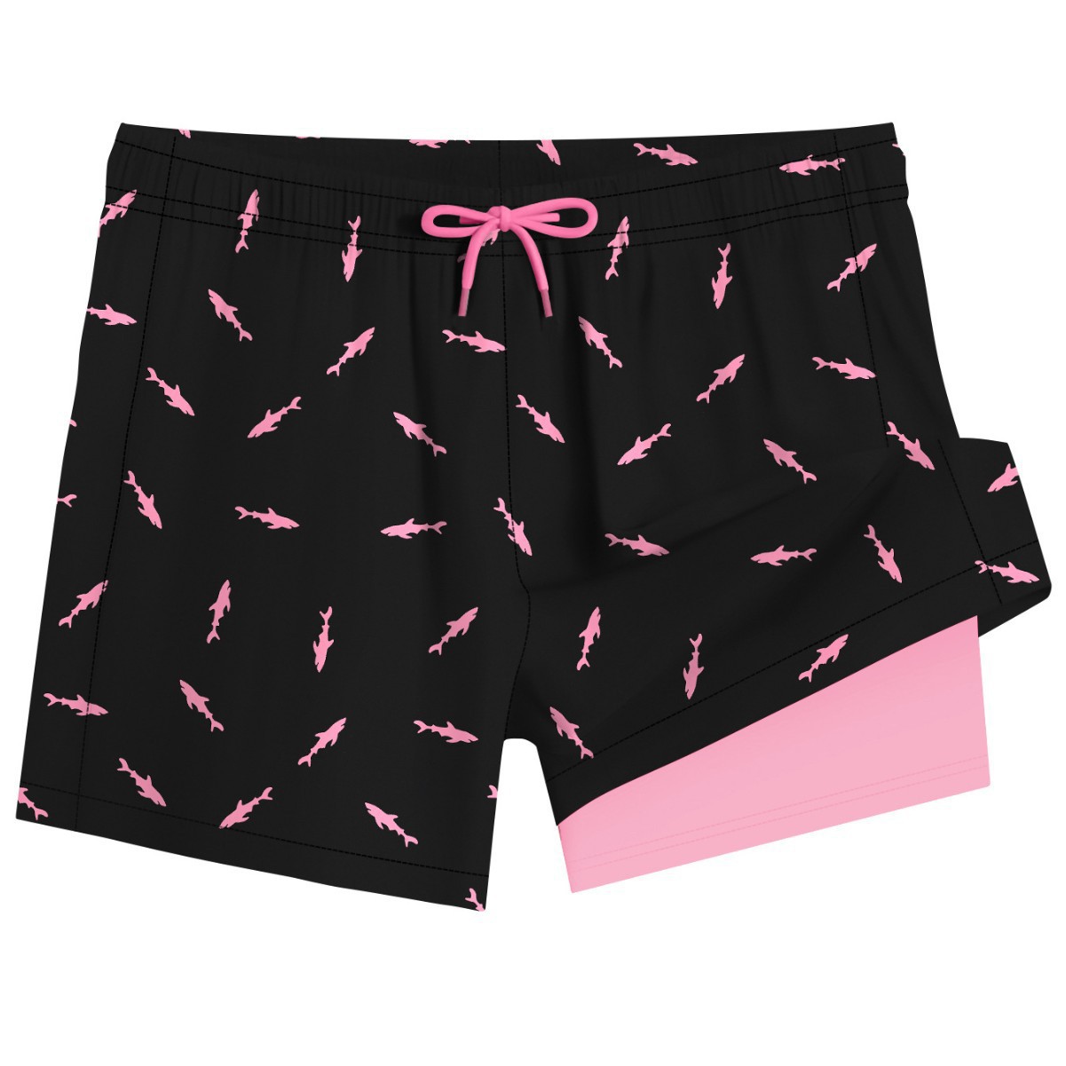 2025 Cross-Border Popular Quick-Drying Swimming Trunks Summer Casual Sports Shorts Seaside Vacation Five-Point Double-Layer Beach Pants for Men