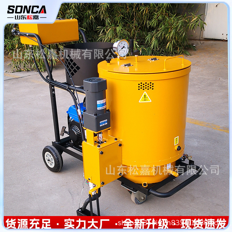 100L máquina de llenado de asfalto empujado mano máquina de llenado de asfalto reparación de grietas máquina de llenado de pavimento de cemento de hormigón