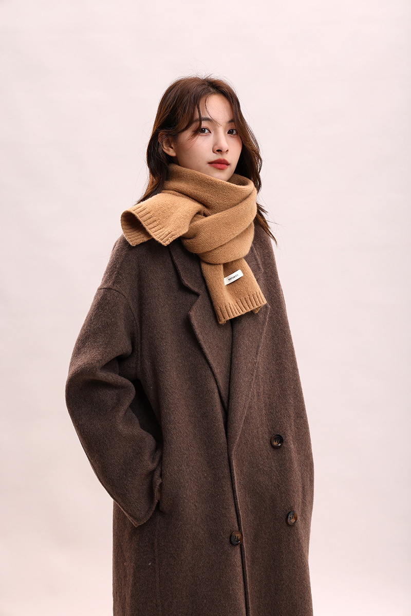 Sciarpa in lana lavorata a maglia 100% cashmere, collo spesso per donna e uomo, calda coppia genitore-figlio stile autunno/inverno, alla moda e_voghion.com