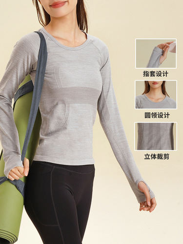 Lulu Yoga Top for Women 2025 Tight Speed Dry Breathable Fitness Running Long Sleeve Sports T-Shirt Autumn/Winter