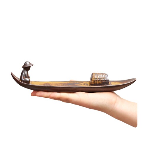 Guzhou Li Weng Temple Tibetan Incense Ceramic Aromatherapy Furnace Chinese Ceramic Incense Insert Lying Incense Furnace Agarwood Sandalwood Thread Incense Furnace