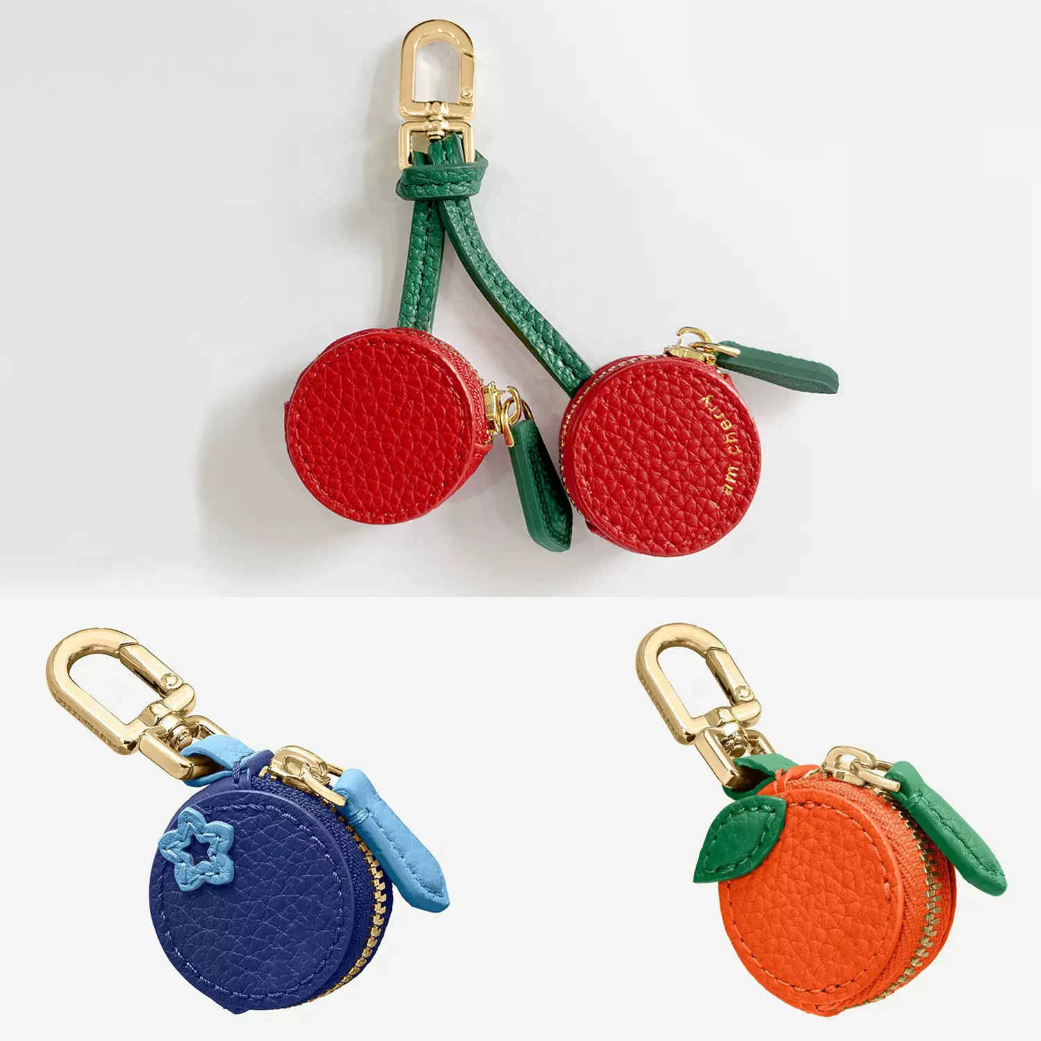 现货樱桃图案水果挂件配饰时尚小清新钥匙扣迷你小巧可爱硬币小包