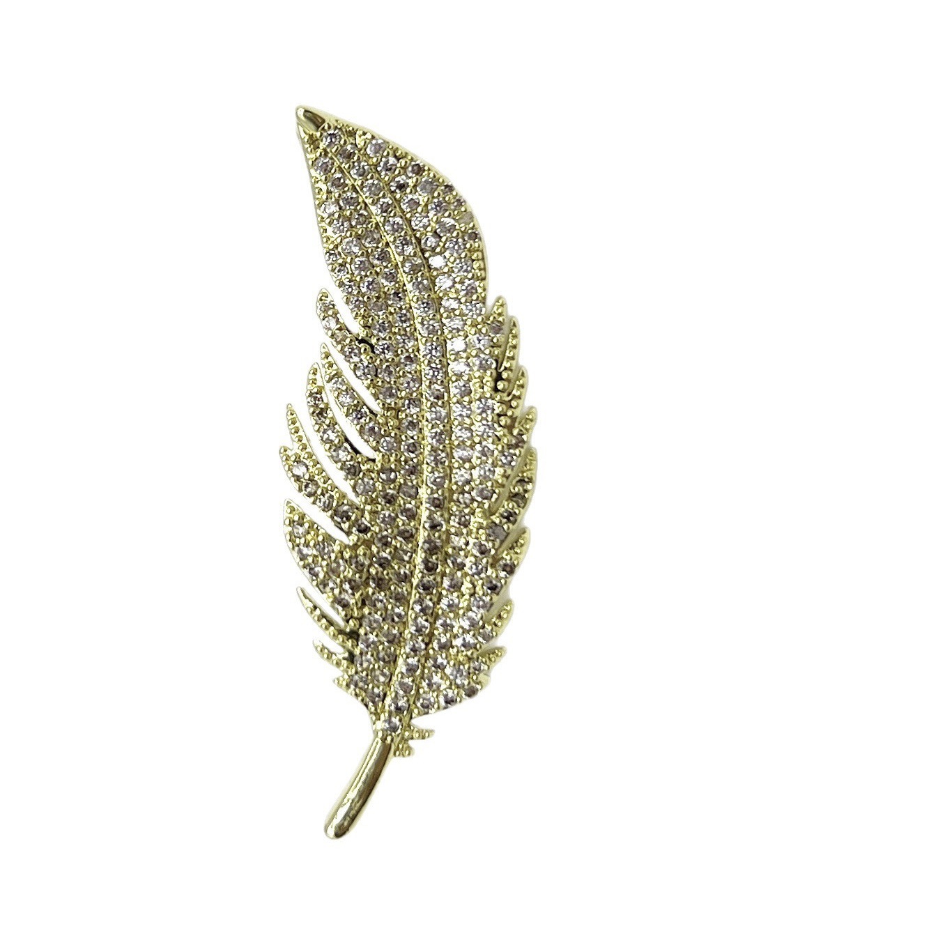 European and American Hot-selling New High-end Feather Brooch Light Luxury Full Diamond Pendant Accessories Suit Collar Pin