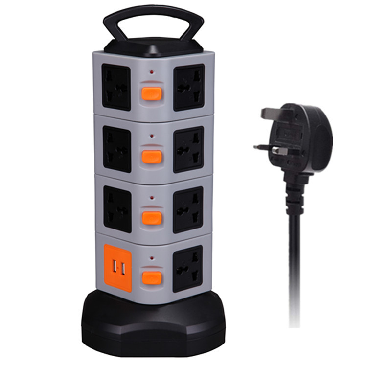 创意款居家智能插座 防雷带过载USB多功能转换立式插座2米3米可选