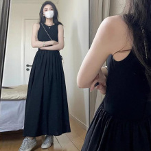 大货连衣裙女装夏高级感2025新款气质显瘦简约无袖收腰吊带长裙子