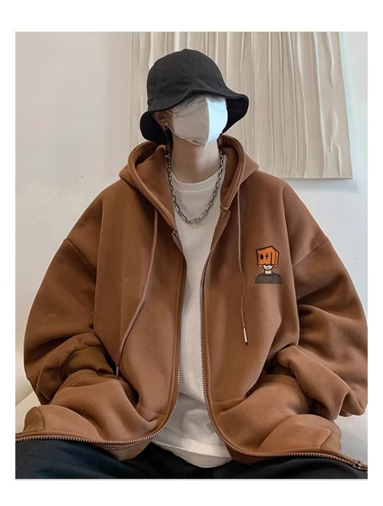 1 Cardigan Felpa Inverno 2023 Nuova Giacca Primaverile Uomo Felpa con Cappuccio in Pile Cappotto Autunnale_voghion.com