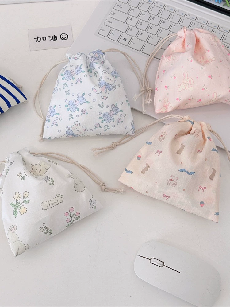 Cartoon storage bag, lipstick, handheld cosmetic bag, small bag, drawstring