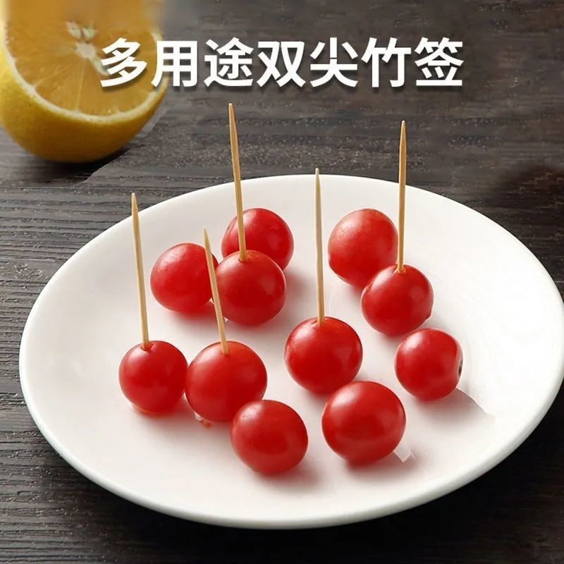 双頭使い捨て竹つまようじメーカー卸売フルーツピック、ホテル、レストラン、スーパーマーケット用ストリップ型使い捨て携帯用つまようじ|undefined