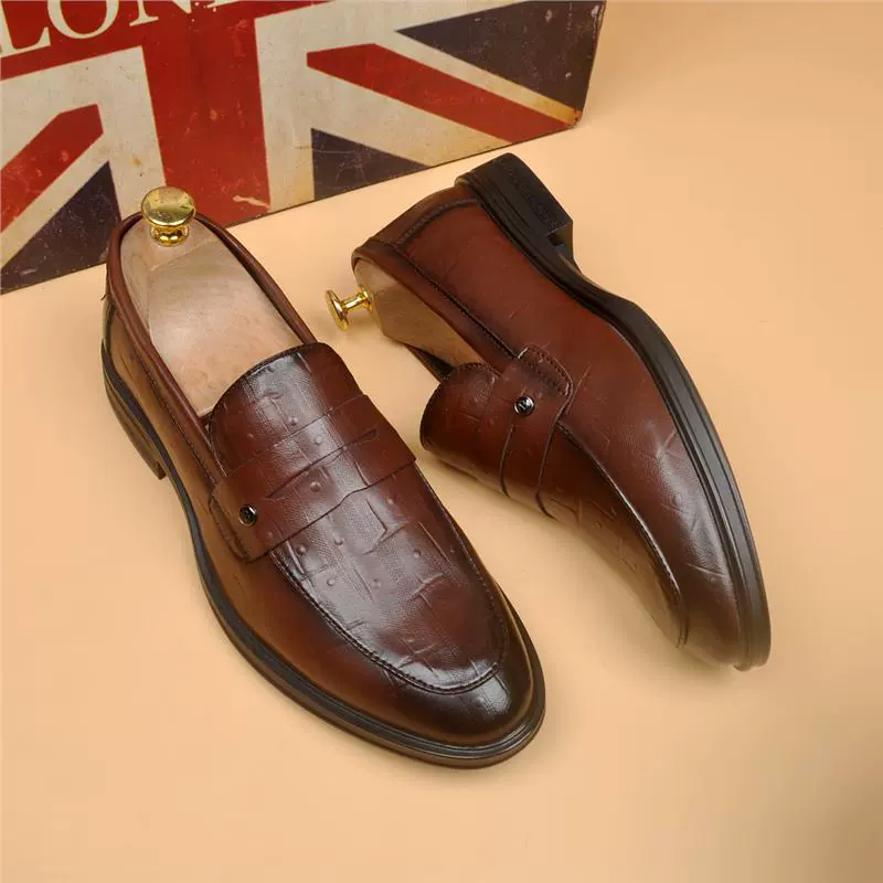 Новые мужские британские туфли повседневные кожаные туфли кожаные дышащие бизнес свадебные коричневые рабочие кожаные туфли