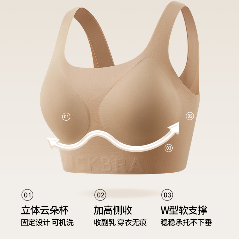 大きな胸の女性向けの目に見えない跡のない下着、垂れ防止ベストスタイル、ノンワイヤー、特別な肌に優しいブラジャー、不透明|undefined