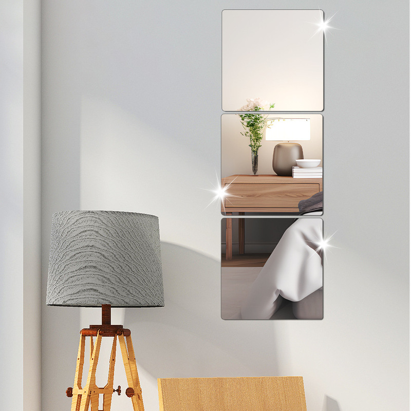 Cross-border square acrylic mirror wall stickers self-adhesive bedroom living room TV background wall decoration three-dimensional soft mirror Cross-border square acrylic mirror wall stickers self-adhesive bedroom living room TV background wall decoration three-dimensional soft mirror