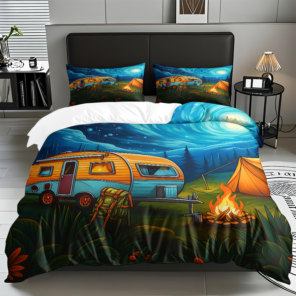 Ventas transfronterizas textiles caseros de ocio viento camping impresión digital abrasión quilt kit fuente de fábrica TEMU / JIT