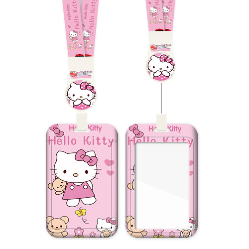 Card sleeve telescopic rope lanyard hanging neck bus meal card student card anti-lost easy-pull buckle Yangchengtong work permit brand card