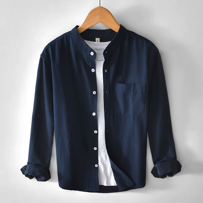 747 простая универсальная куртка-рубашка в японском стиле, мужская повседневная свободная однотонная рубашка с длинными рукавами, мужская Прямая доставка