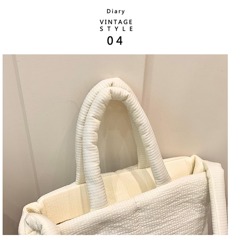 High quality texture tote bag nylon cotton bag large capacity shoulder messenger bag soft plaid handbag down bag_voghion.com