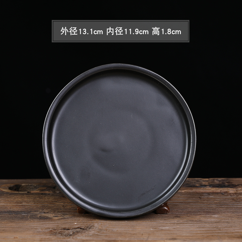 植木鉢トレー陶磁器大円形白色黒色艶消し灰水受け皿台座陶磁器トレー包郵便|undefined