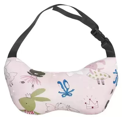 Pillow Dual-Purpose Kids' Car | Headrest - dual-purpose-car-and-stroller-gray-pink-rabbit