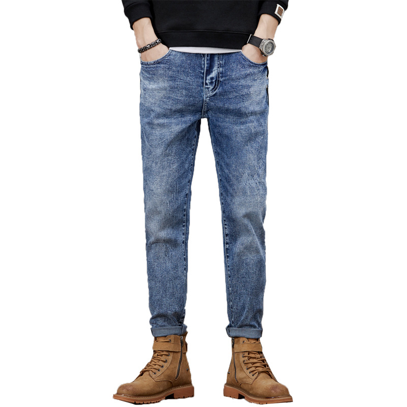 Vaqueros rotos para hombre, vaqueros para hombre con elástico en la pierna pequeña_voghion.com