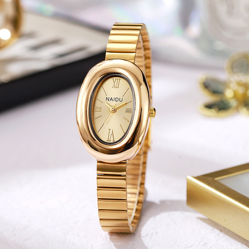 Cross-Border New Women's Watch Small Gold Watch Southeast Asia Hot-Selling Simple Women's Watch Oval Gold Quartz Watch