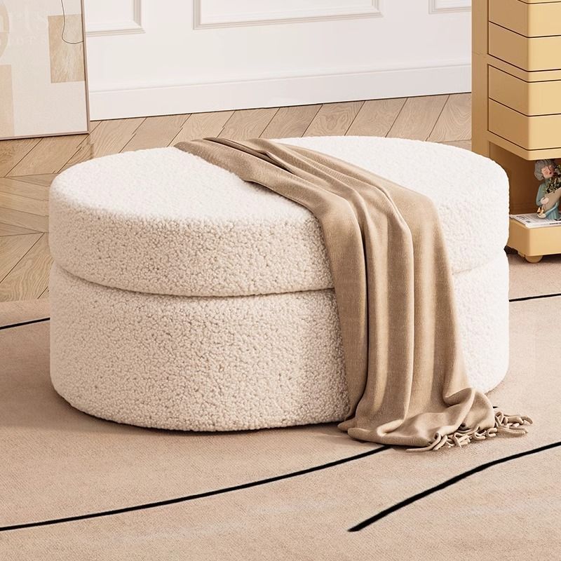 Taburete de pedal, taburete de cambio de zapatos, taburete pequeño para el hogar, taburete de almacenamiento para la sala de estar, asiento de lujo, sensación de viento crema