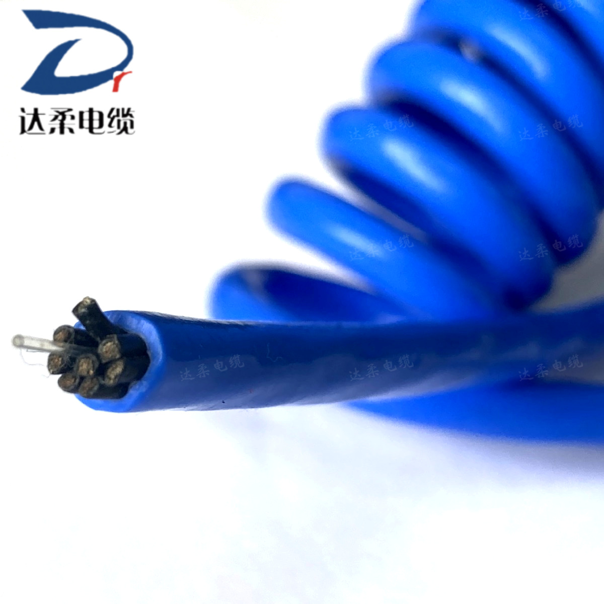 达柔牌工程机械用弹簧线缆聚氨酯PUR护套防水机器人螺旋电缆线