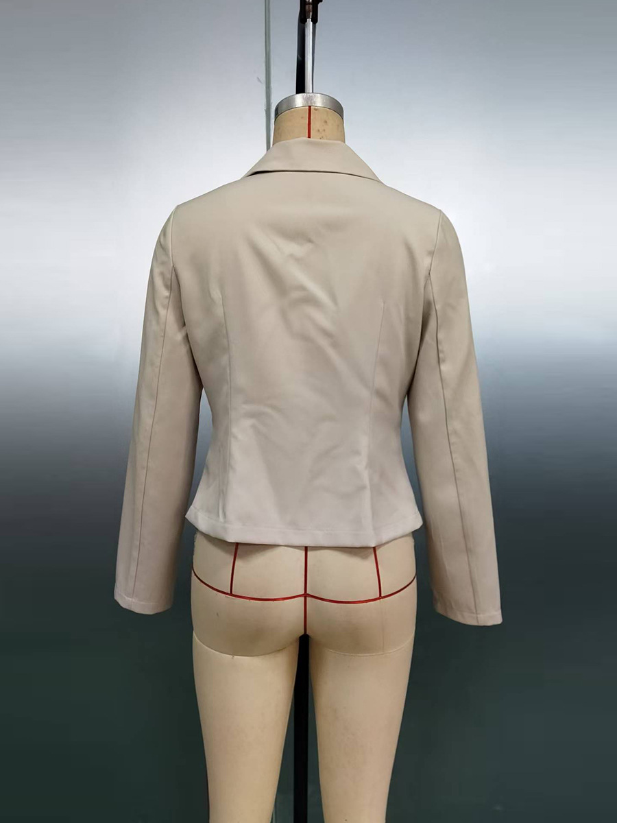 Stylish Women's Solid Colour Long Sleeve Blazer Elegant Outerwear_voghion.com