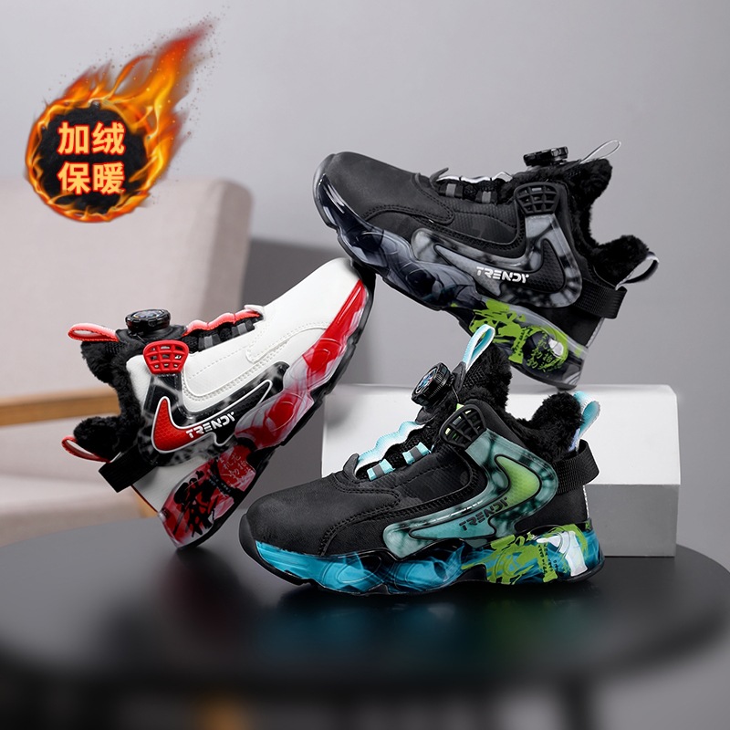 Zapatos de baloncesto de tendencia para niños invierno nuevos zapatos deportivos para jóvenes, zapatos de carrera para estudiantes con suela suave, zapatos casuales de moda