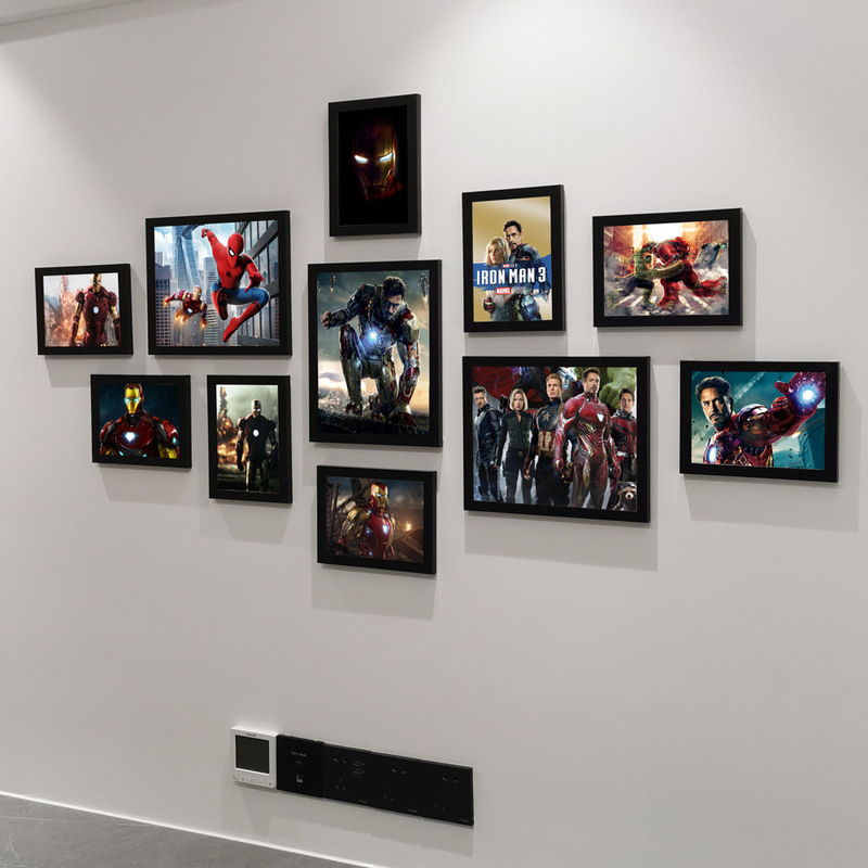 Marvel Movie Poster 10th Anniversary Iron Man Spider-Man Dormitory Wall Decoration Photo Wall Punch-Free Photo Frame Marvel Movie Poster 10th Anniversary Iron Man Spider-Man Dormitory Wall Decoration Photo Wall Punch-Free Photo Frame