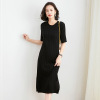 Temperament V-neck split knitted dress