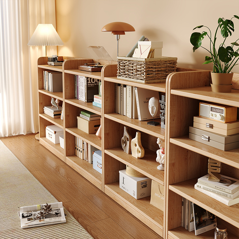 Estantes de estantería de madera maciza, armarios modulares para uso doméstico, armarios de combinación libre, salas de estar, estanterías cortas, armarios de celosía contra la pared