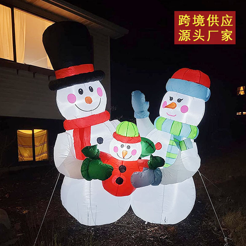跨境货源万圣圣诞节装饰品庭院布置发光雪人麋鹿圣诞老人充气气模